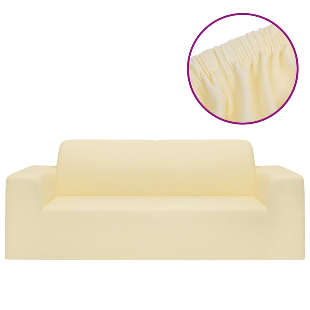 Vidaxl Tweezitssbankhoes Stretch Polyester Jersey Cream -farvet
