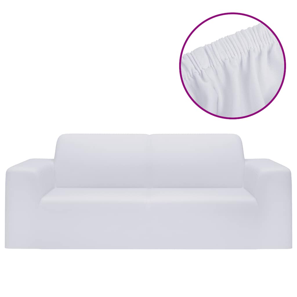Vidaxl Tweezitssbankhoes Stretch Polyester Jersey White