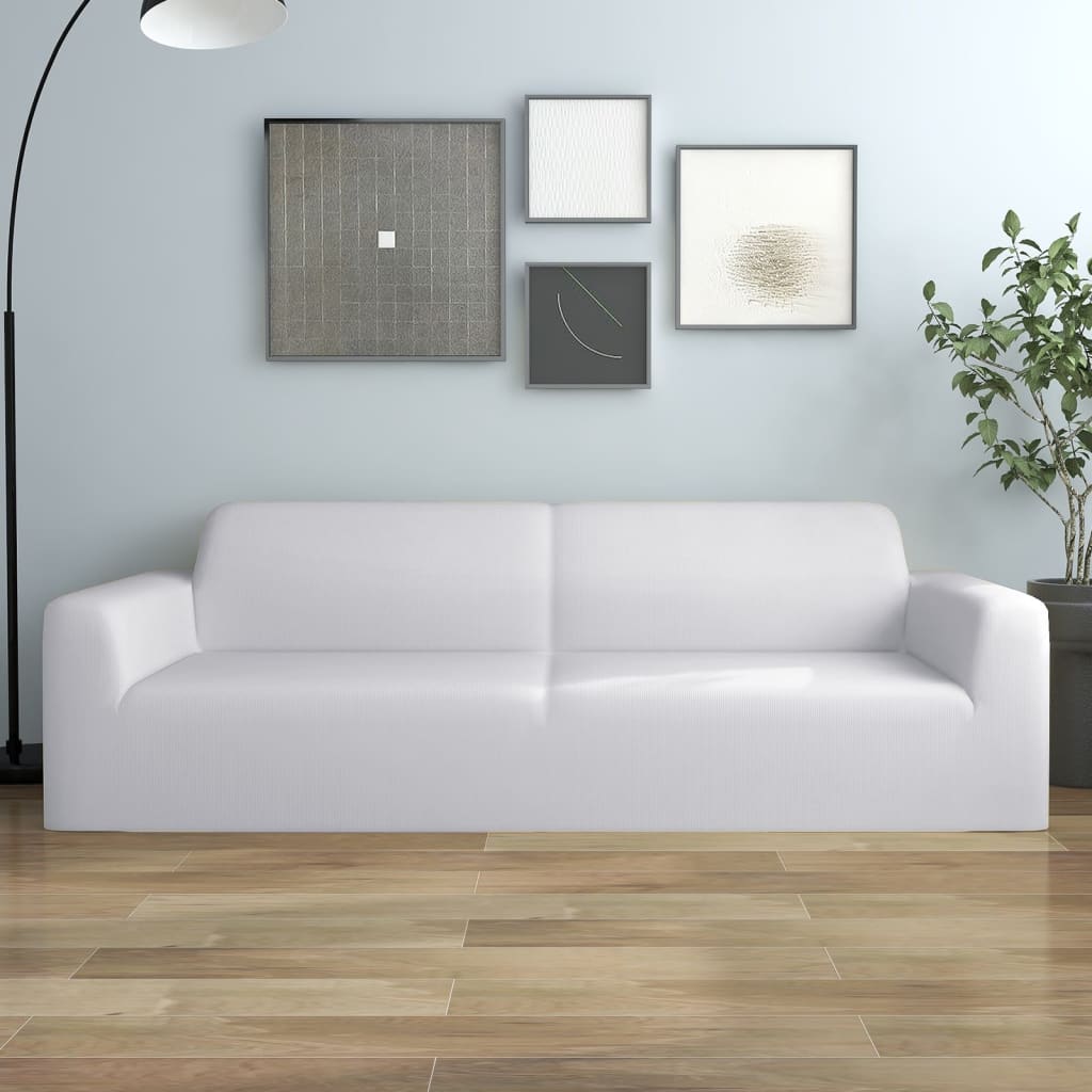 Vidaxl Three -Seater Bank Cover Stretch Polyester Jersey White