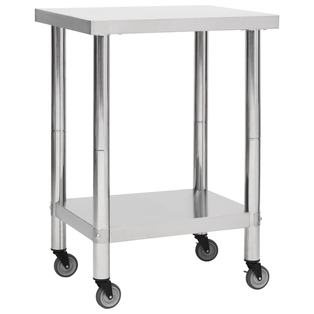 Vidaxl Kitchenwork -bord med hjul 60x30x85 cm rustfrit stål