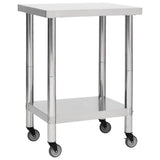 Vidaxl Kitchenwork -bord med hjul 60x30x85 cm rustfrit stål