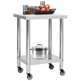Vidaxl Kitchenwork -bord med hjul 60x30x85 cm rustfrit stål