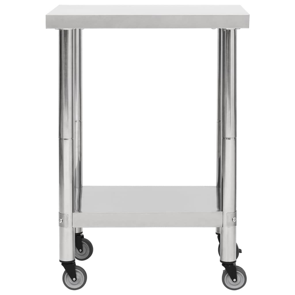 Vidaxl Kitchenwork -bord med hjul 60x30x85 cm rustfrit stål