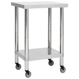 Vidaxl Kitchenwork -bord med hjul 60x60x85 cm rustfrit stål