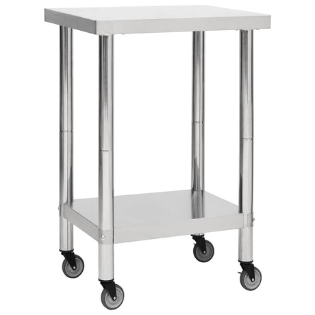 Vidaxl Kitchenwork -bord med hjul 60x60x85 cm rustfrit stål