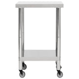 Vidaxl Kitchenwork -bord med hjul 60x60x85 cm rustfrit stål