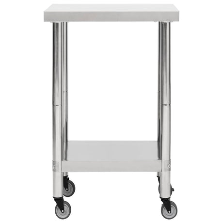 Vidaxl Kitchenwork -bord med hjul 60x60x85 cm rustfrit stål