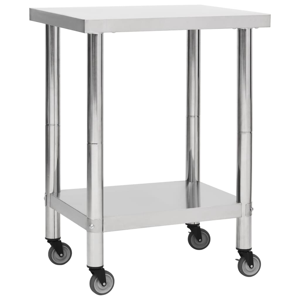 Vidaxl Kitchenwork -bord med hjul 80x45x85 cm rustfrit stål