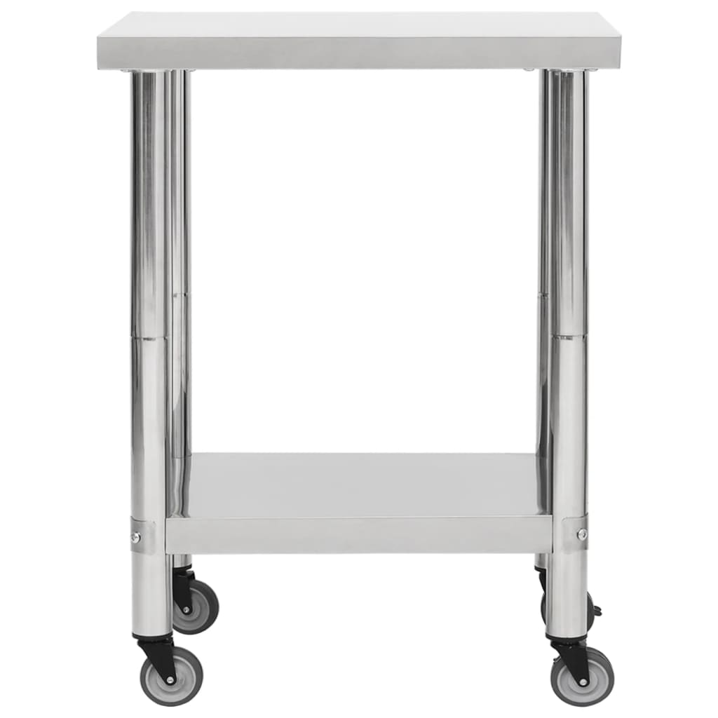 Vidaxl Kitchenwork -bord med hjul 80x45x85 cm rustfrit stål