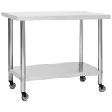 Vidaxl Kitchenwork -bord med hjul 100x45x85 cm rustfrit stål