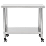 Vidaxl Kitchenwork -bord med hjul 100x45x85 cm rustfrit stål
