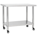 Vidaxl Kitchenwork -bord med hjul 100x60x85 cm rustfrit stål