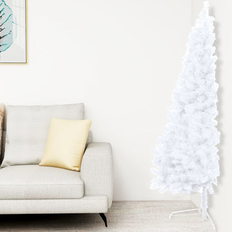 Vidaxl Kunstkerstboom med belysning og julekugler halv 210 cm hvid