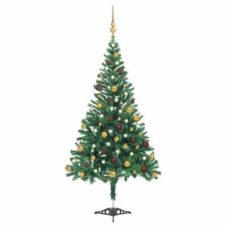 Vidaxl Kunstkerstboom med belysning og julekugler 910 grene 210 cm
