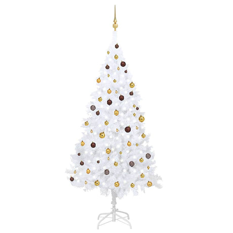 Vidaxl Kunstkerstboom med belysning og julekugler 240 cm hvid