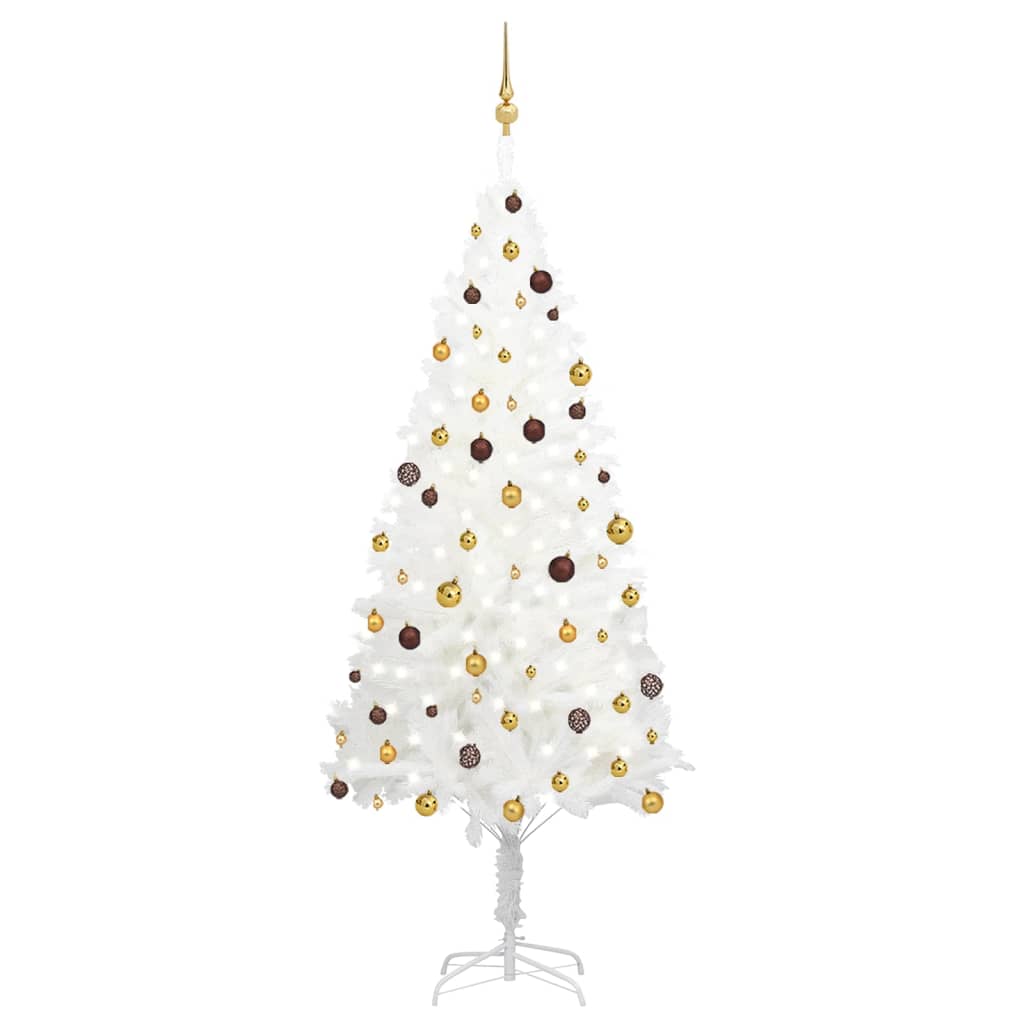Vidaxl Kunstkerstboom med belysning og julekugler 240 cm hvid