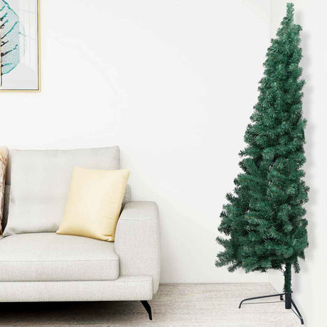 Vidaxl Kunstkerstboom med belysning og julekugler ved halv 150 cm grøn
