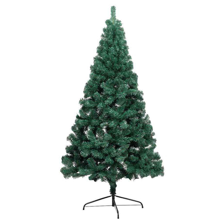 Vidaxl Kunstkerstboom med belysning og julekugler halv 180 cm grøn