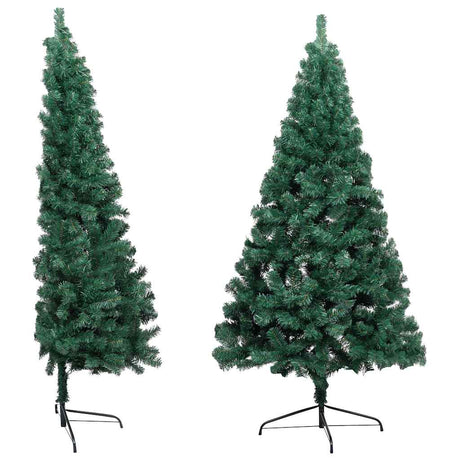 Vidaxl Kunstkerstboom med belysning og julekugler halv 240 cm grøn