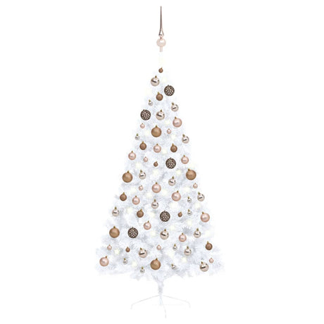 Vidaxl Kunstkerstboom med belysning og julekugler halv 150 cm hvid