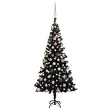 Vidaxl Kunstkerstboom med belysning og julekugler 150 cm PVC sort