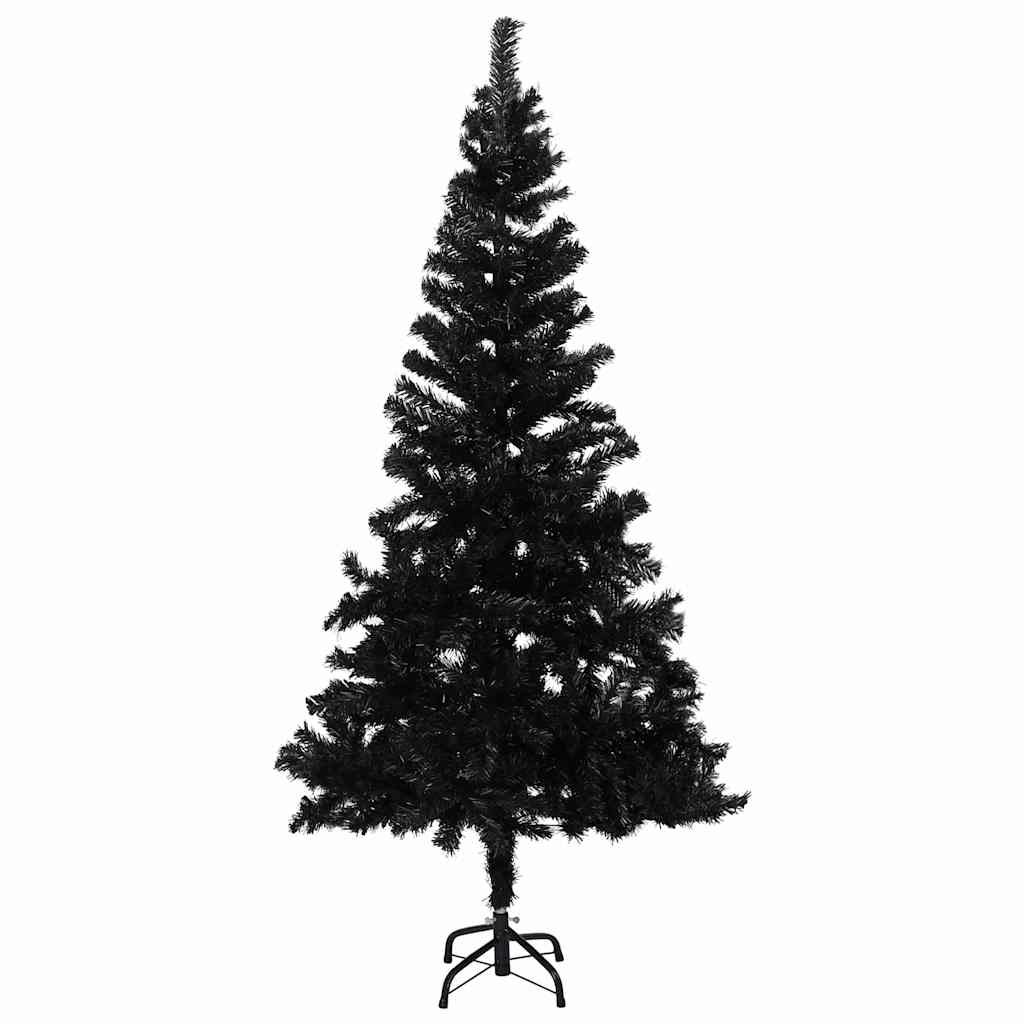 Vidaxl Kunstkerstboom med belysning og julekugler 150 cm PVC sort