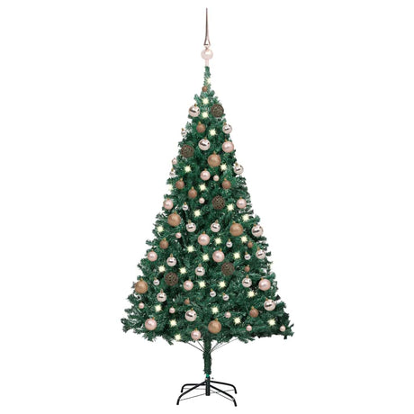 Vidaxl Kunstkerstboom med belysning og julekugler 120 cm PVC Green