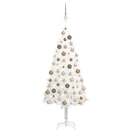 Vidaxl Kunstkerstboom med belysning og julekugler 150 cm PVC White