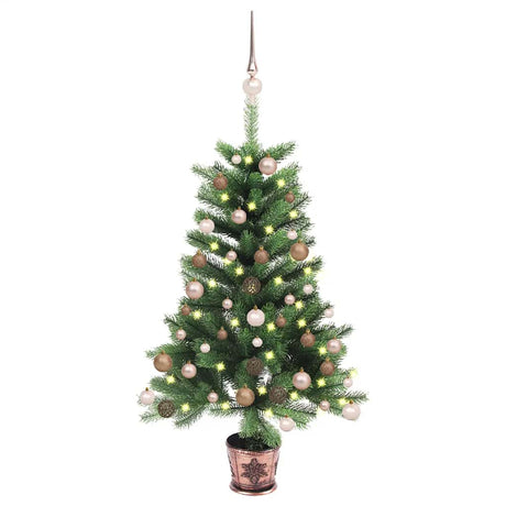 Vidaxl Kunstkerstboom med belysning og julekugler 90 cm grøn