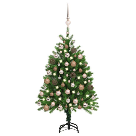 Vidaxl Kunstkerstboom med belysning og julekugler 120 cm grøn