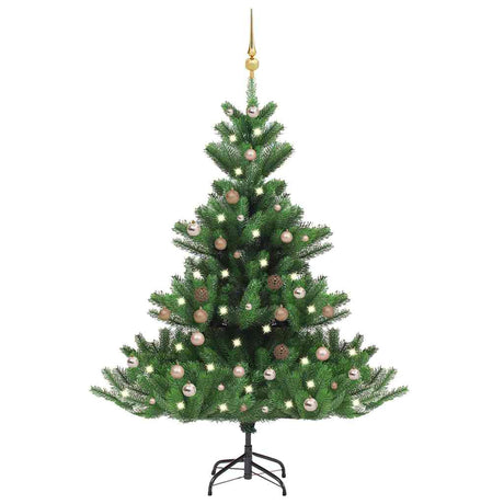 Vidaxl Kunstkerstboom Nordmann med LED'er og julekugler 150 cm grøn