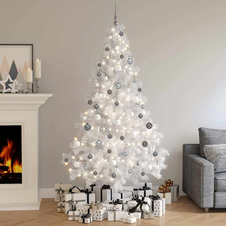 Vidaxl Kunstkerstboom med belysning og julekugler halv 210 cm hvid