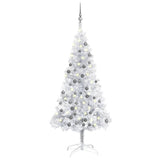 Vidaxl Kunstkerstboom med belysning og julekugler 150 cm kæledyr sølv