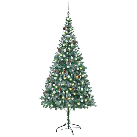 Vidaxl Kunstkerstboom med belysning julekugler fyrretræer 210 cm