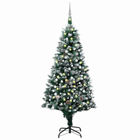 Vidaxl Kunstkerstboom med belysning julekugler fyrretræer 210 cm