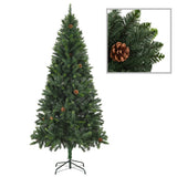 Vidaxl Kunstkerstboom med belysning og fyrretræer 210 cm grøn