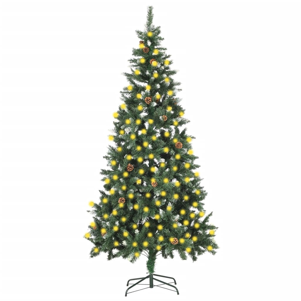 Vidaxl Kunstkerstboom med belysning og fyrretræer 210 cm
