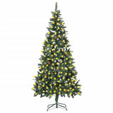 Vidaxl Kunstkerstboom med belysning og fyrretræer 210 cm