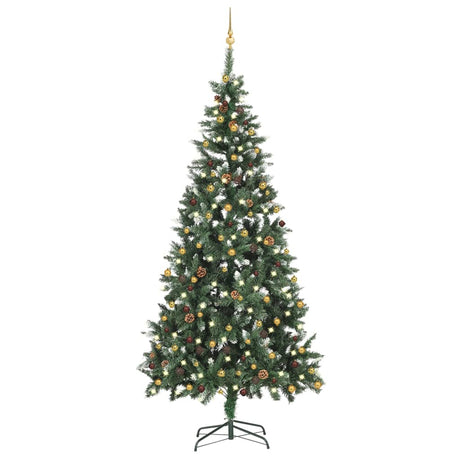 Vidaxl Kunstkerstboom med belysning og julekugler 210 cm