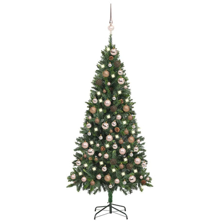 Vidaxl kunstkerstboom met verlichting kerstballen dennenappels 180 cm