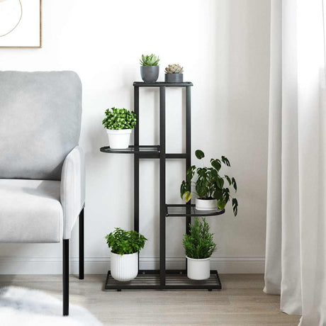 Vidaxl Flower Standard med 4 lag 43x22x76 cm metal sort