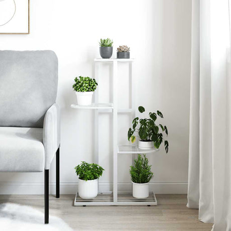 Vidaxl Flower Standard med 4 lag 43x22x76 cm metal hvid