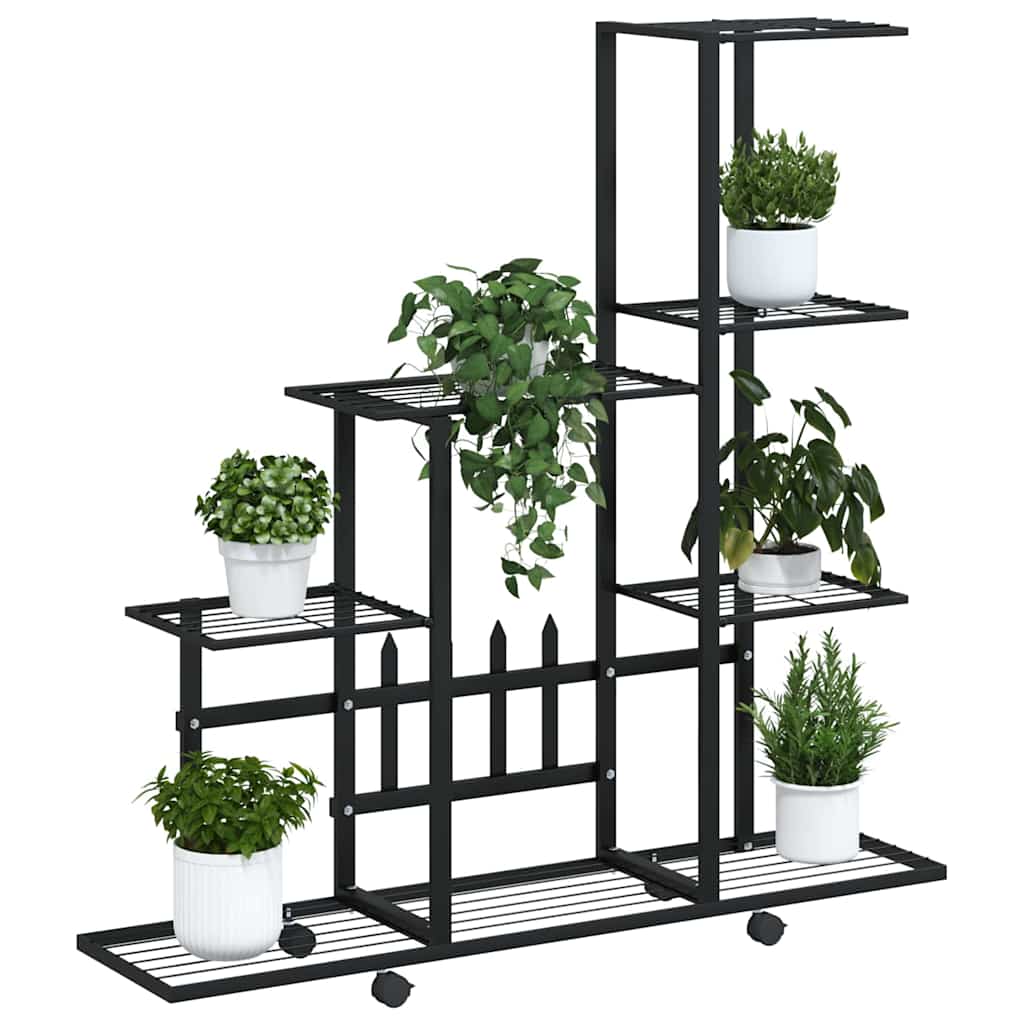 Vidaxl Flower Stand med hjul 94,5x25x92,5 cm metal sort