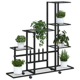 Vidaxl Flower Stand med hjul 94,5x25x92,5 cm metal sort
