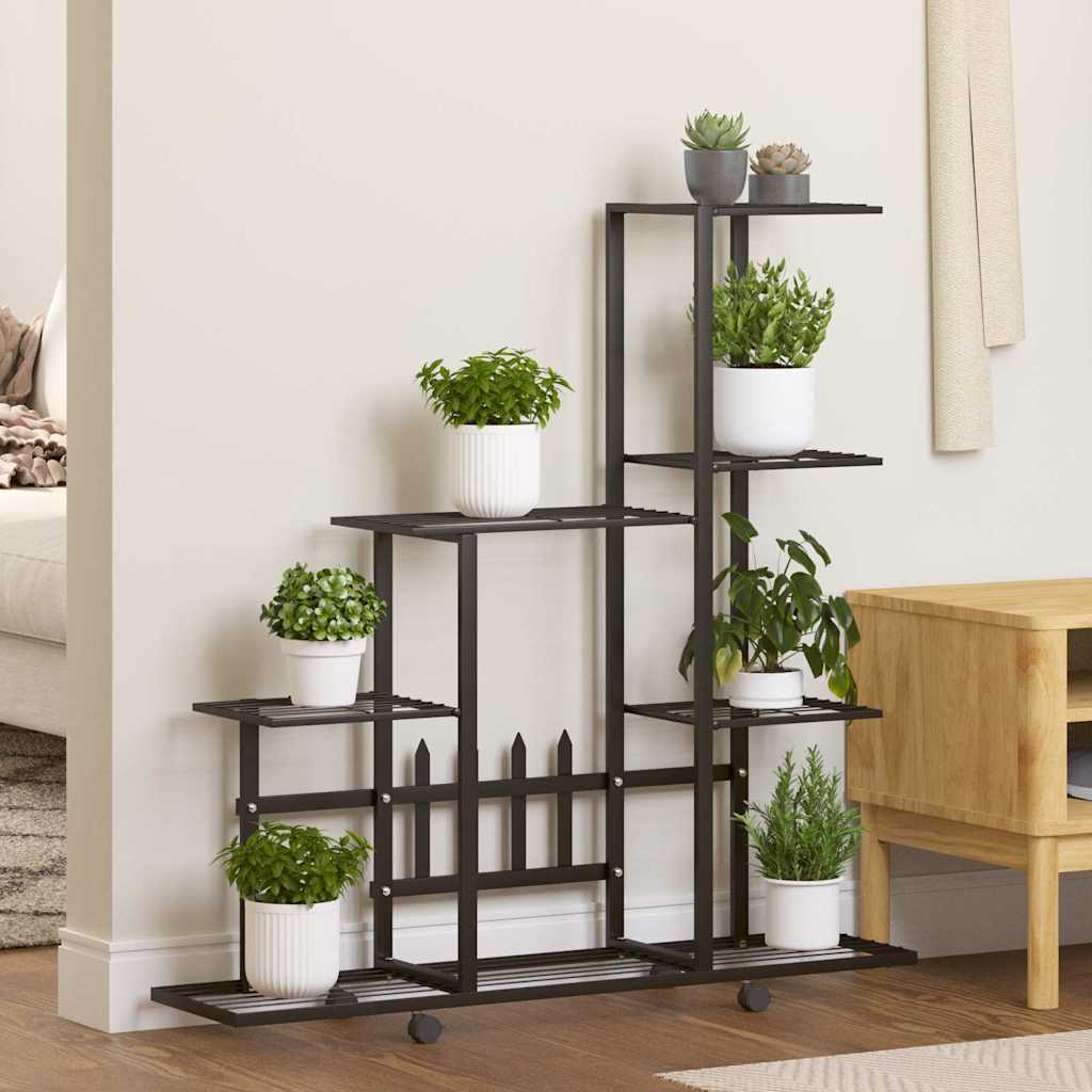 Vidaxl Flower Stand med hjul 94,5x25x92,5 cm metal sort