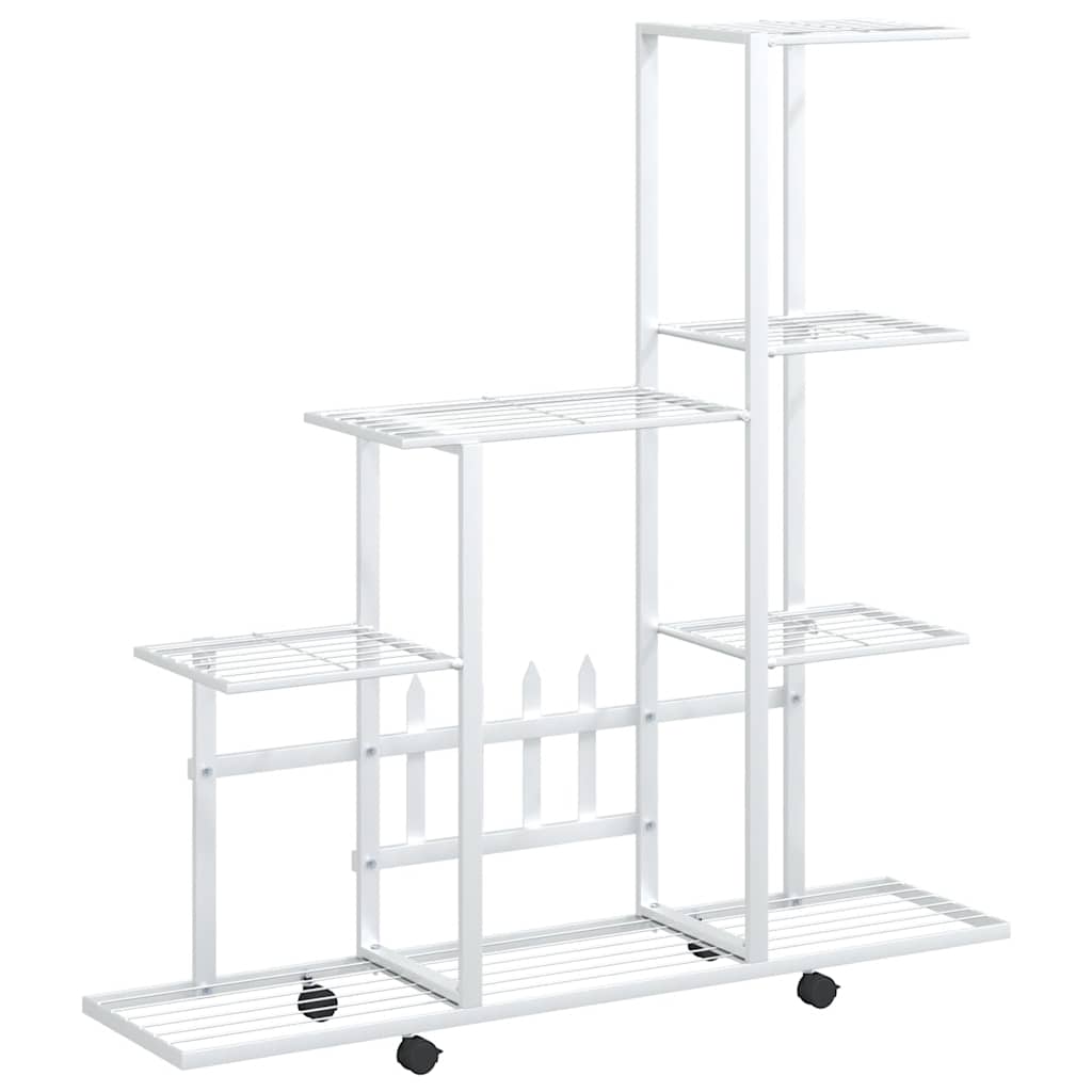 Vidaxl Flower Stand med hjul 94,5x25x92,5 cm metal hvid