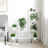 Vidaxl Flower Stand med hjul 94,5x25x92,5 cm metal hvid