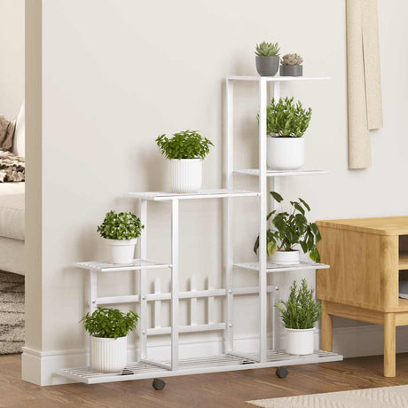 Vidaxl Flower Stand med hjul 94,5x25x92,5 cm metal hvid