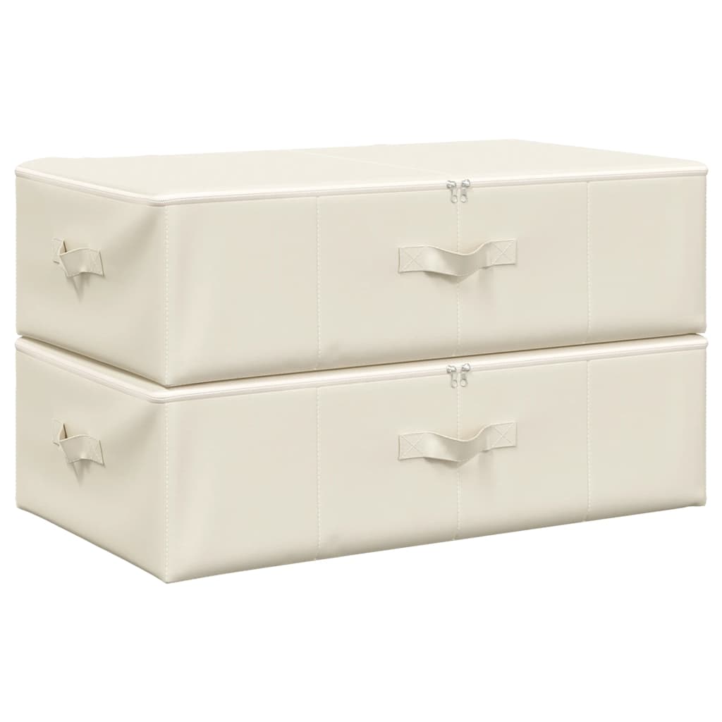 Vidaxl opbevaringsbokse 2 st 70x40x18 cm stof crème farvet