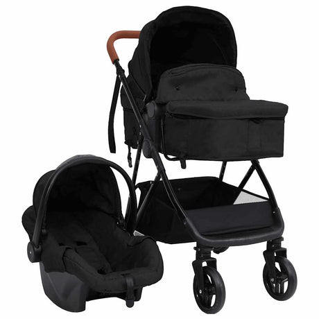 Vidaxl PRAM 3-i-1 stål antracitfarvet og sort